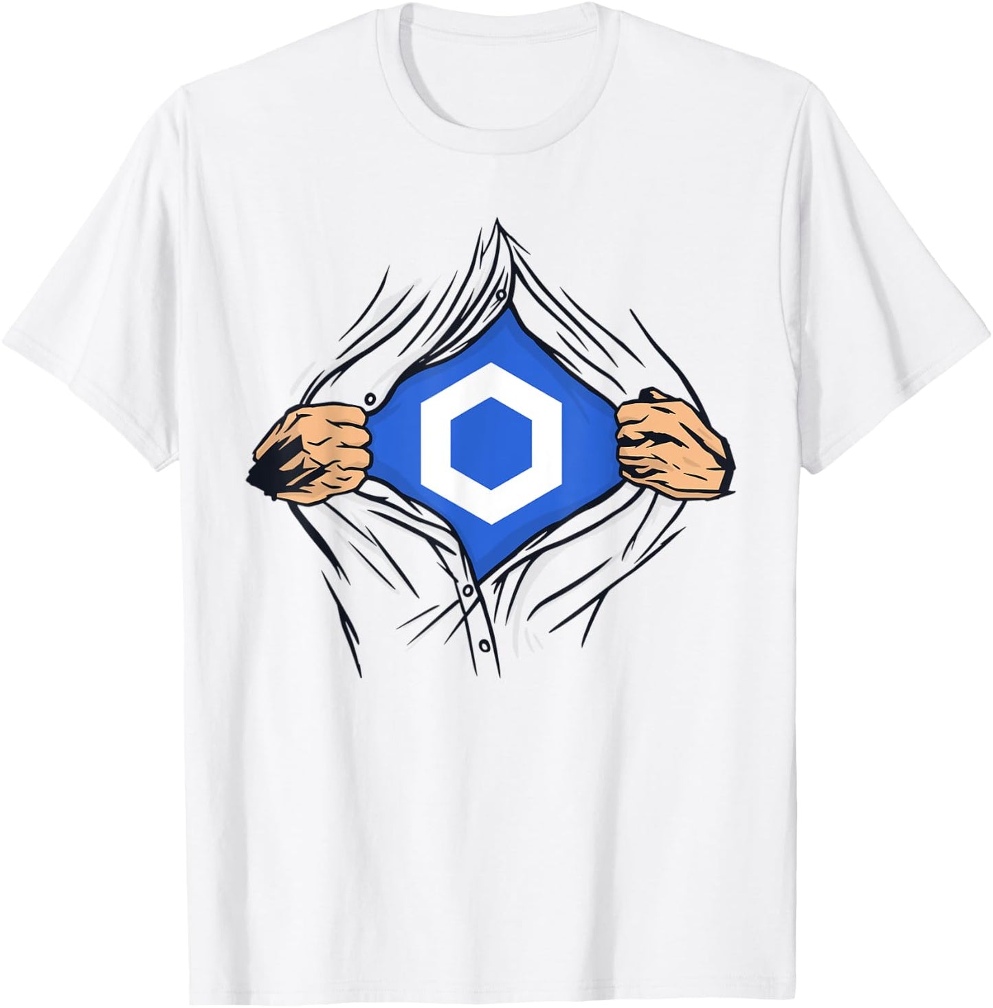 Chainlink LINK Crypto Tear Open Costume Cryptocurrency Funny T-Shirt - T-Shirt | White