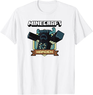 Minecraft Sculk Shriekers Hostile Mob Warden Badge T-Shirt - T-Shirt | White