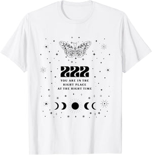 222 Angel Number Shirt Angel Aesthetic Angel Core Butterfly T-Shirt - T-Shirt | White
