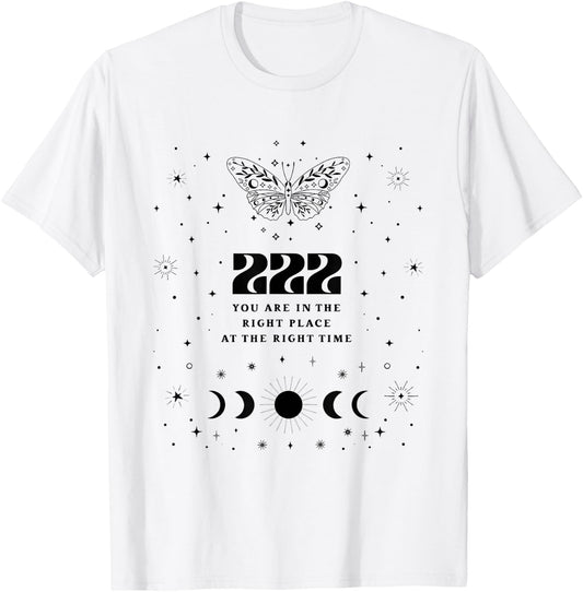 222 Angel Number Shirt Angel Aesthetic Angel Core Butterfly T-Shirt - T-Shirt | White