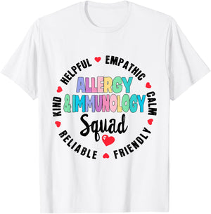 Allergy and Immunology Squad Nurse Team Registered Nursing T-Shirt - T-Shirt | White