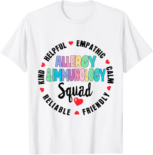 Allergy and Immunology Squad Nurse Team Registered Nursing T-Shirt - T-Shirt | White