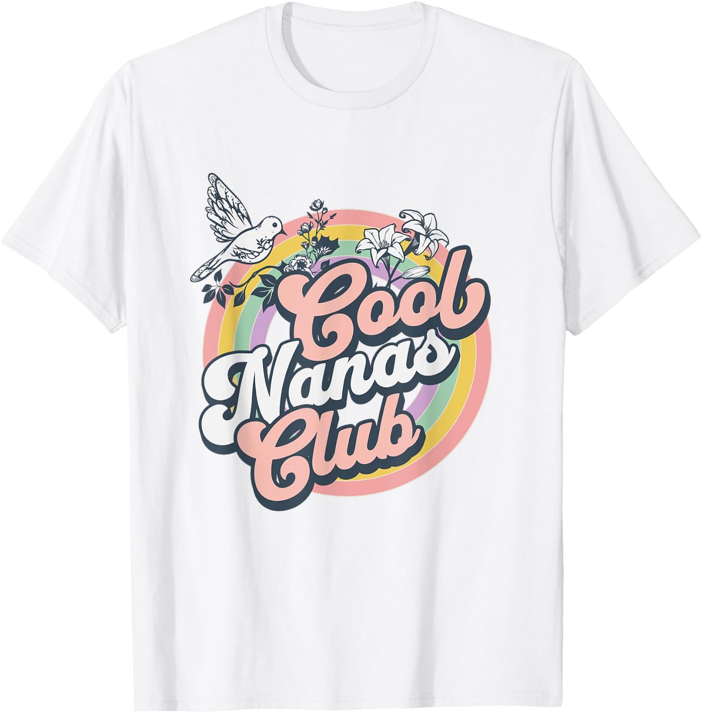 Cool Nanas Club Retro Groovy Flowers Design For Nanas T-Shirt - T-Shirt | White