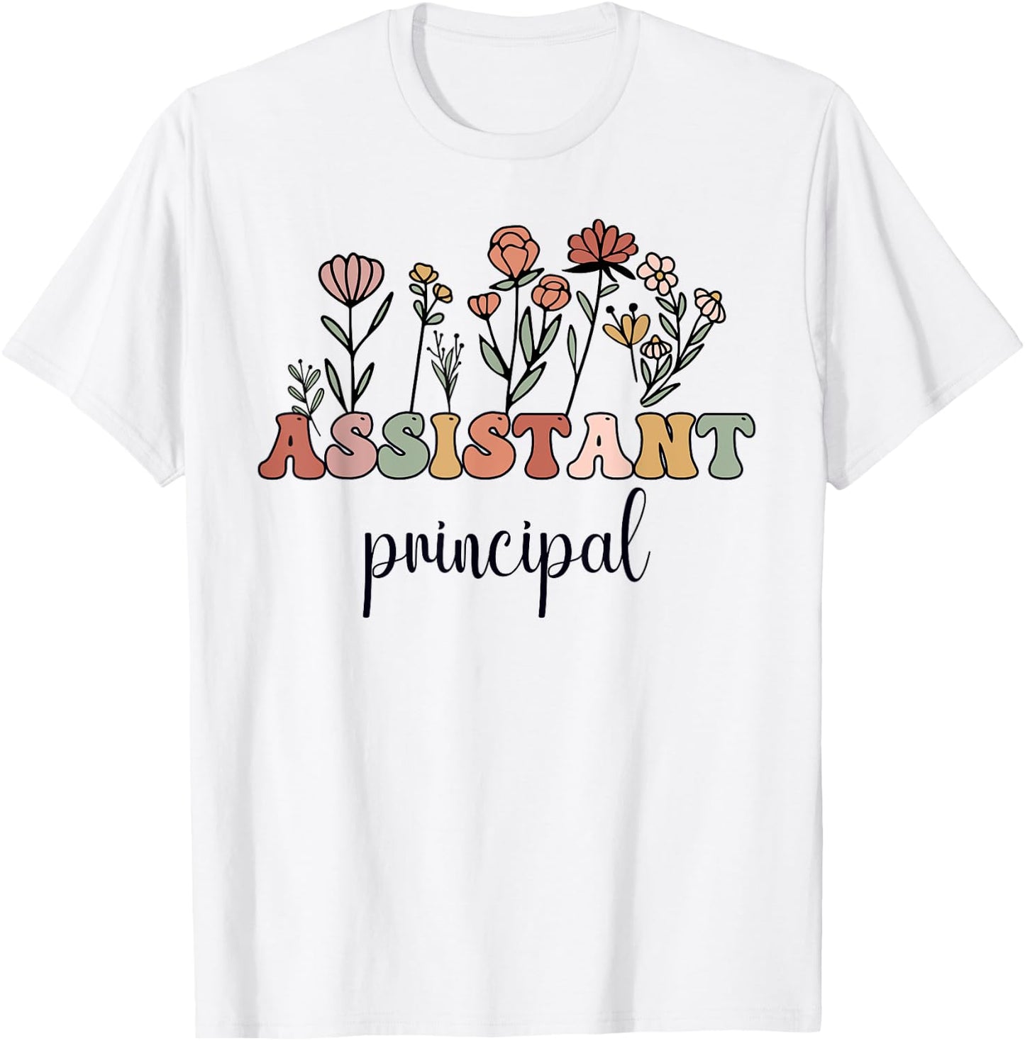 Assistant Principal Wildflower Groovy Women T-Shirt - T-Shirt | White