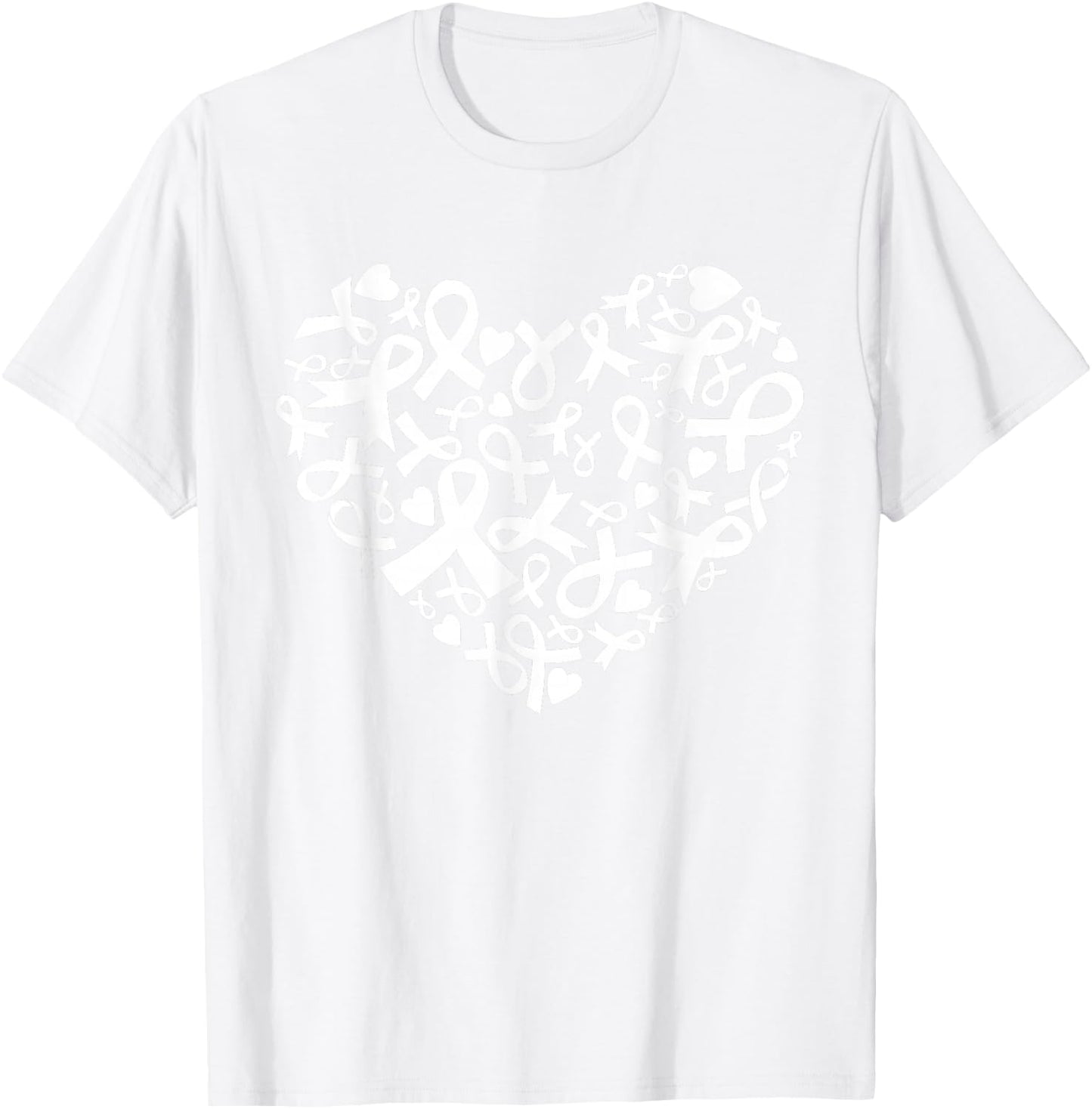 Heart Blue Ribbon T1D Type 1 Diabetes Awareness Month T-Shirt - T-Shirt | White