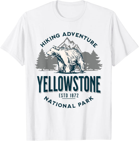 Yellowstone Wyoming Nature Mountains Bear Hike Outdoors T-Shirt - T-Shirt | White