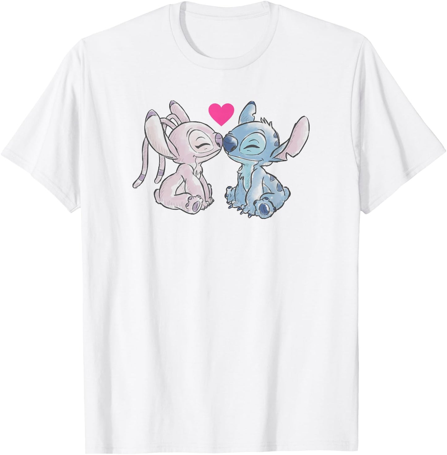 Disney Lilo & Stitch Valentine's Day Stitch & Angel Couple T-Shirt - T-Shirt | White