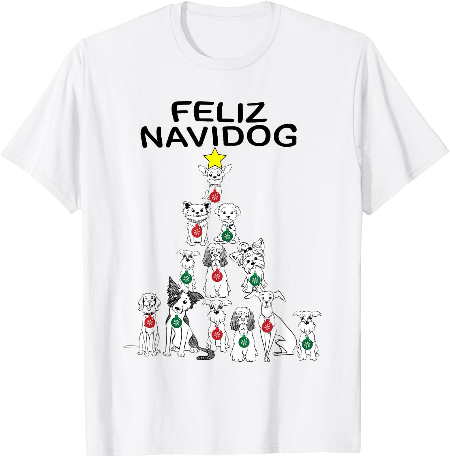 Feliz Navidog Funny Christmas Dog Cute Xmas Tree Dog Men Women Kids T-Shirt - T-Shirt | White
