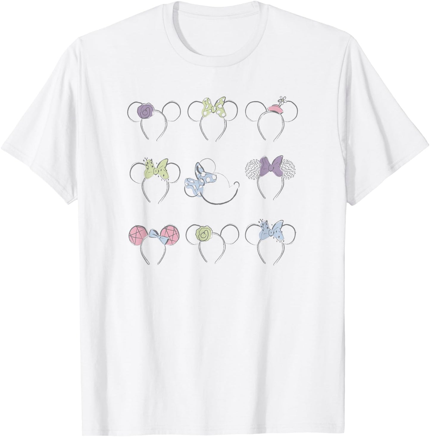 Disney Minnie Mouse Disneyland Headbands Ears Illustration T-Shirt - T-Shirt | White