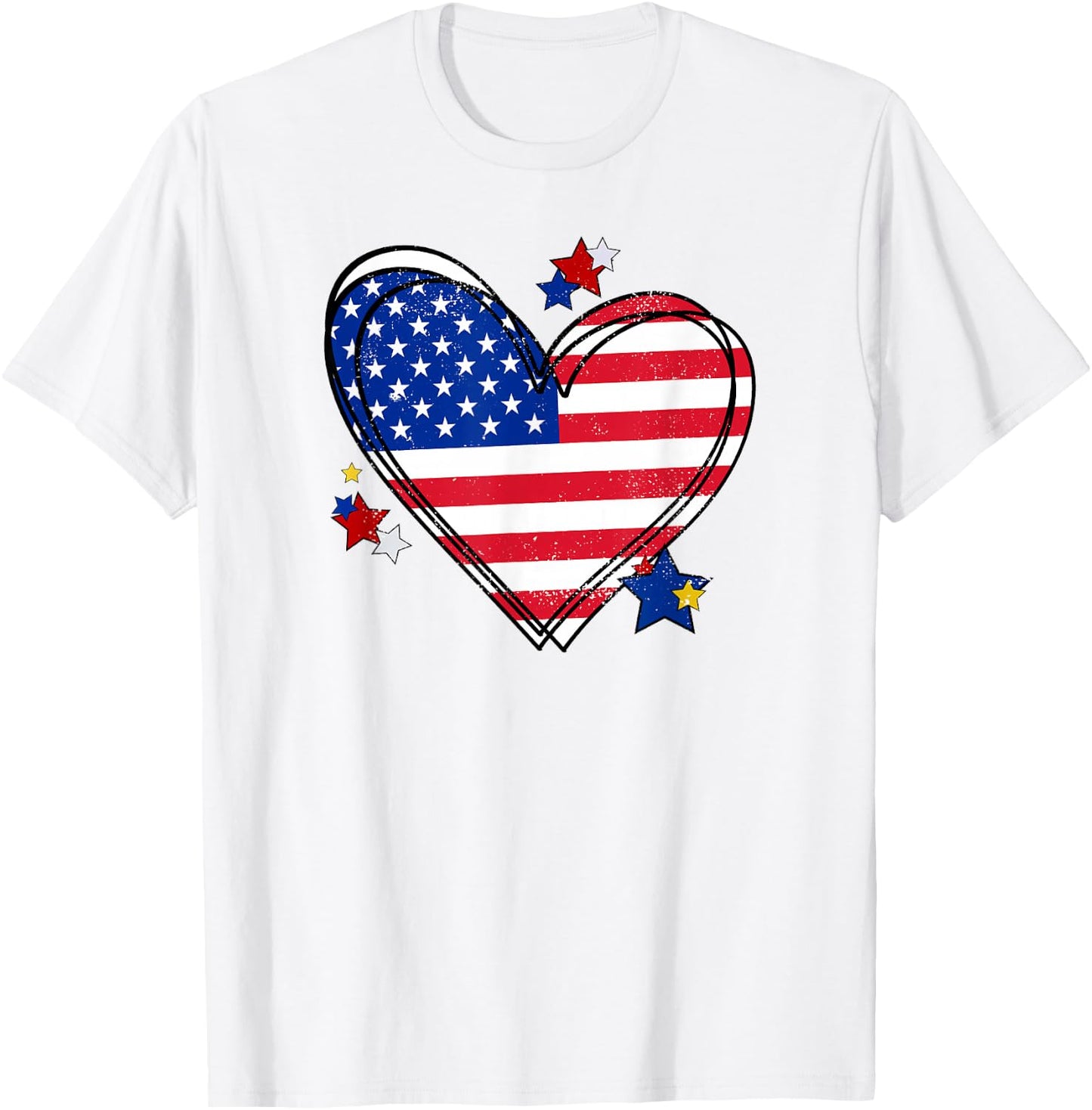 USA Heart Flag T-Shirt - T-Shirt | White