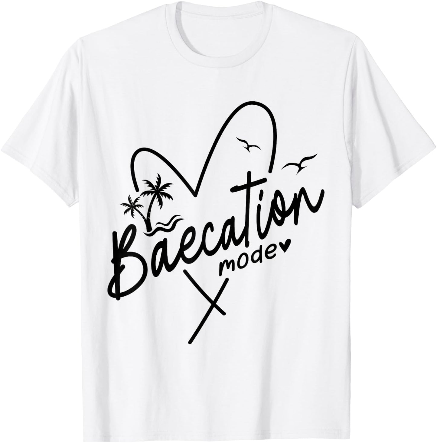 Baecation Mode His and Her Couples Matching Vacation Beach T-Shirt - T-Shirt | White