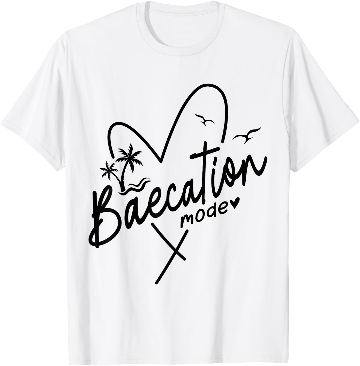 Baecation Mode His and Her Couples Matching Vacation Beach T-Shirt - T-Shirt | White