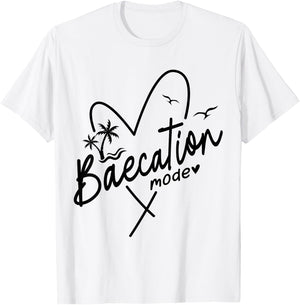 Baecation Mode His and Her Couples Matching Vacation Beach T-Shirt - T-Shirt | White