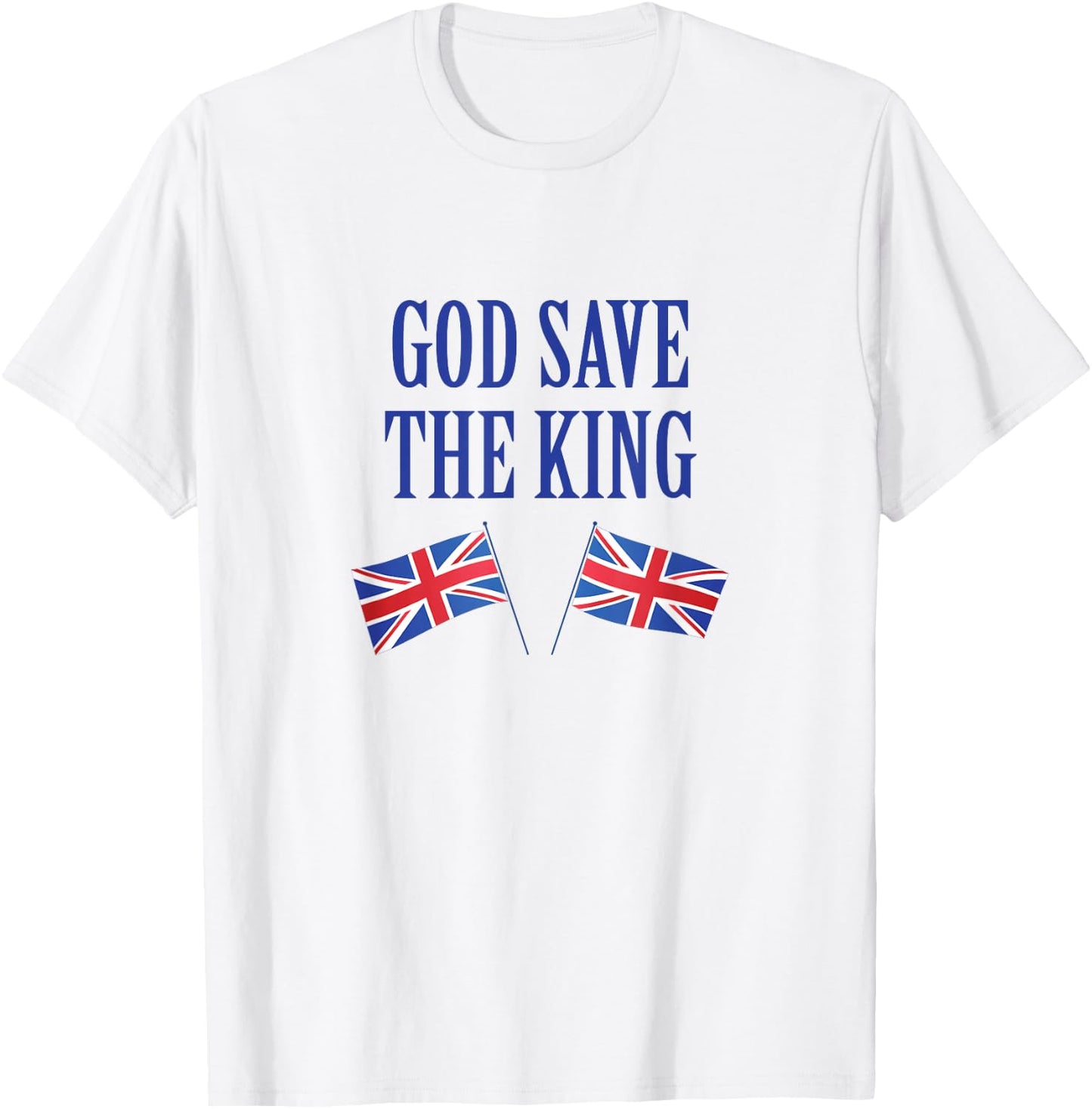 God Save The King with Union Jack flags, King Charles T-Shirt - T-Shirt | White