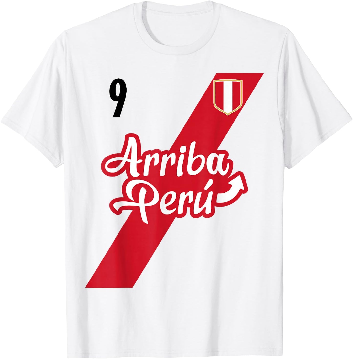 Retro Arriba Peru Soccer Jersey 9 Peruvian Futbol Gift T-Shirt - T-Shirt | White