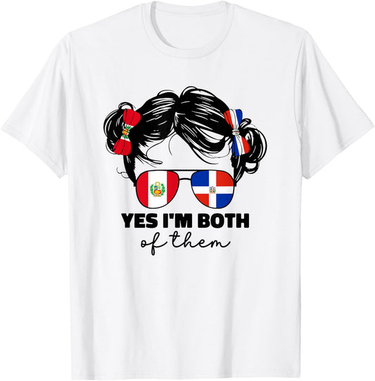 Half Dominican And Half Peruvian Peru Flag Kids Girl Mix T-Shirt - T-Shirt | White