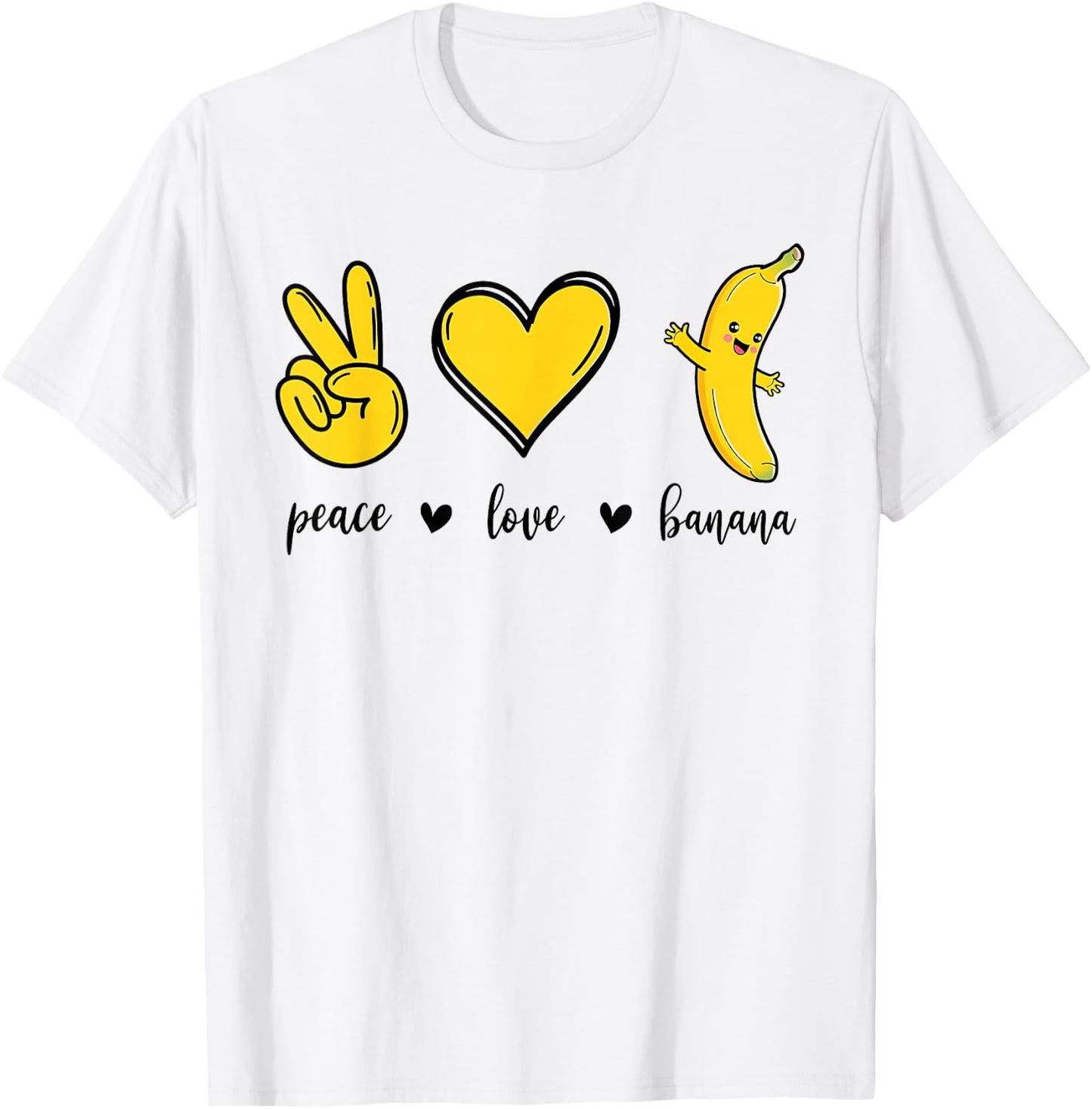 Peace Love Bananas, Fresh Banana Gift Fruit Lover Vegan T-Shirt - T-Shirt | White