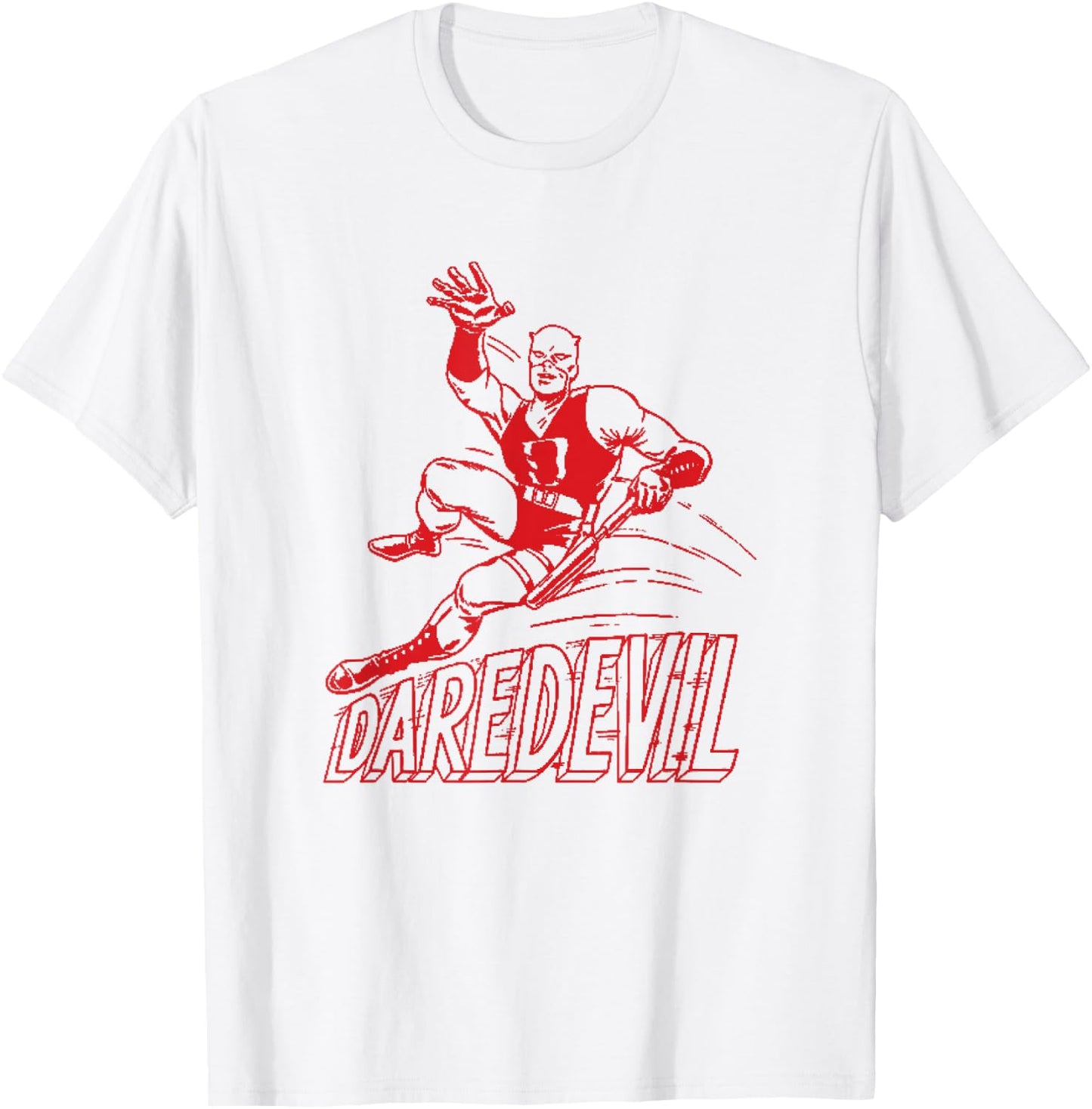 Marvel Comics Retro Classic Daredevil Vintage Suit Outline T-Shirt - T-Shirt | White