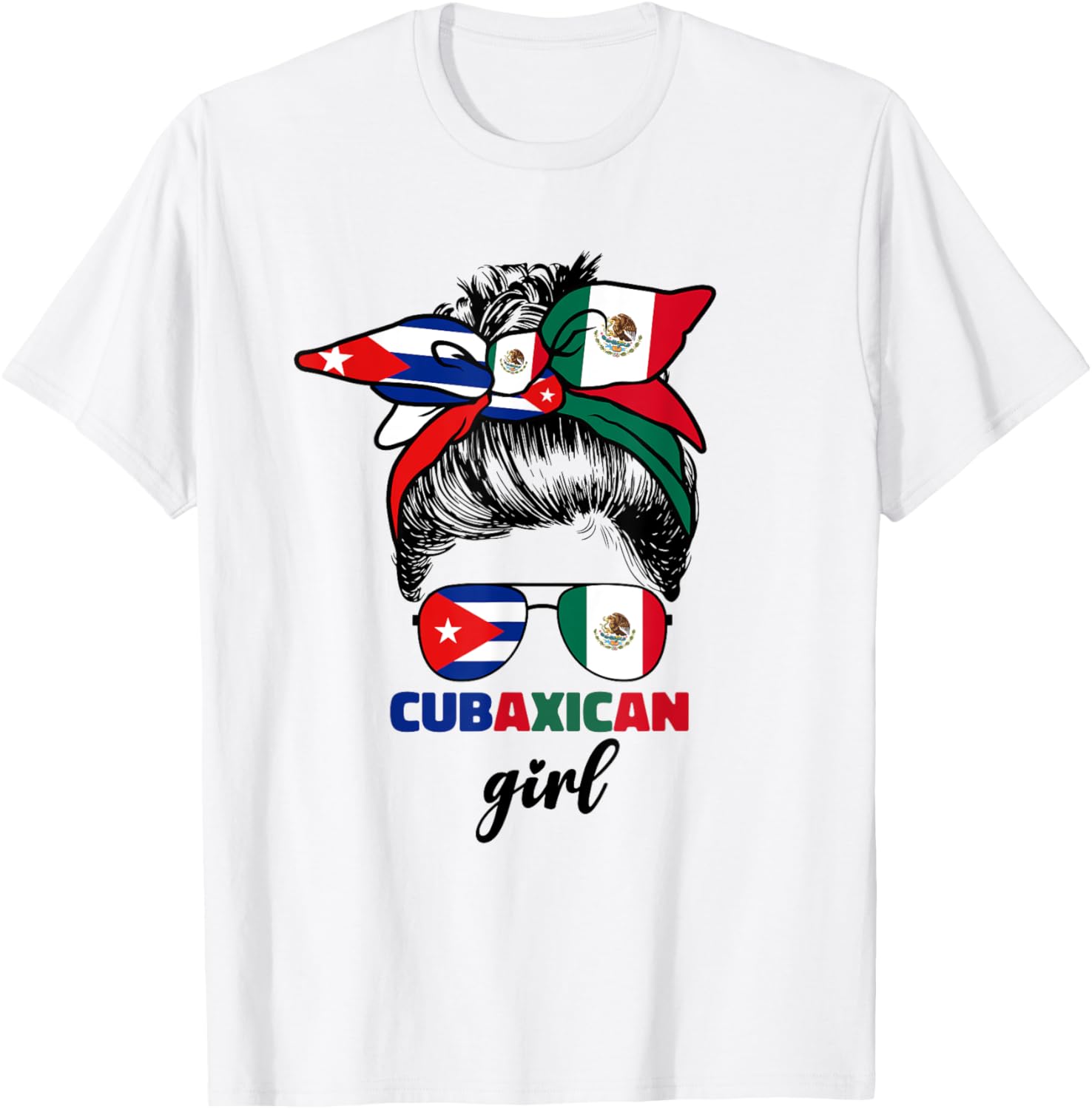 Half Mexican And Half Cuban Mexico Cuba Flag Girl T-Shirt - T-Shirt | White