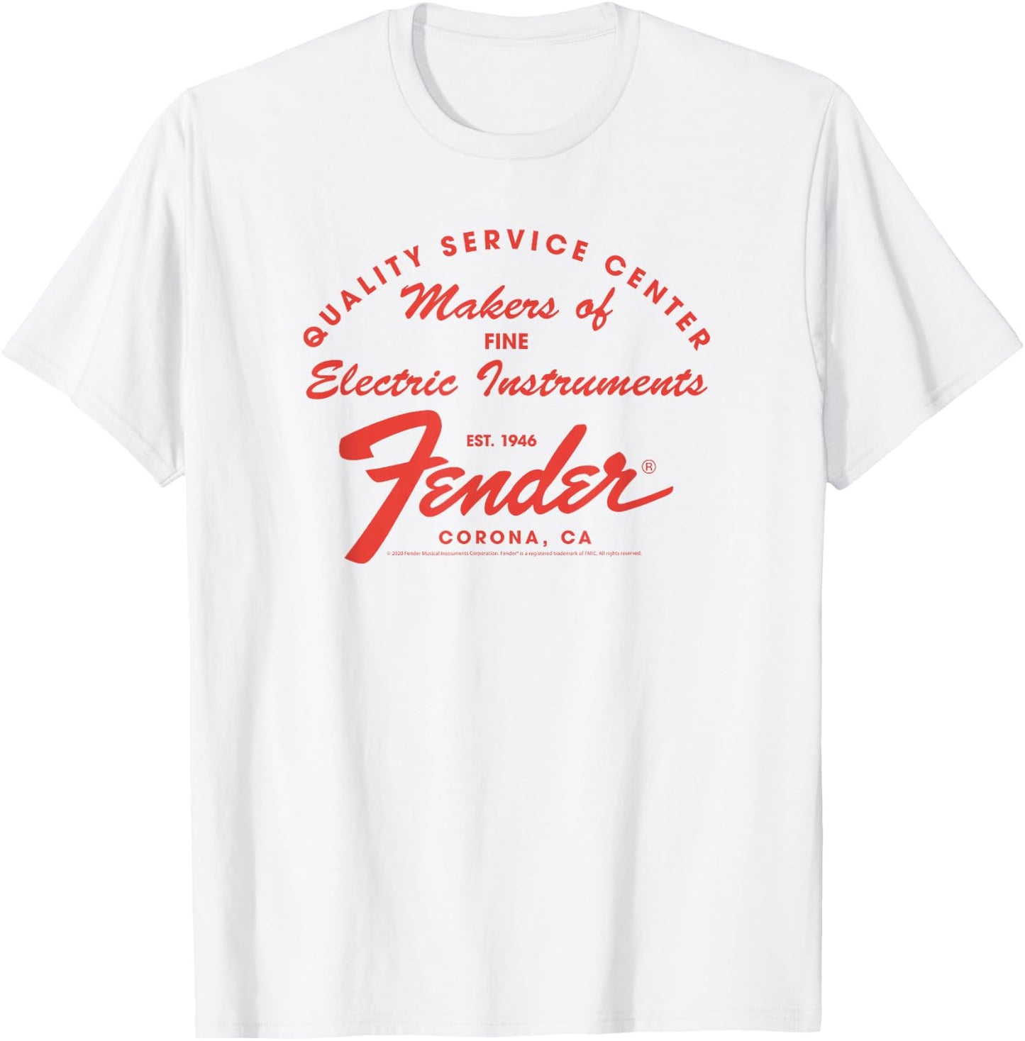 Fender Guitar Quality Service Centered Text T-Shirt - T-Shirt | White