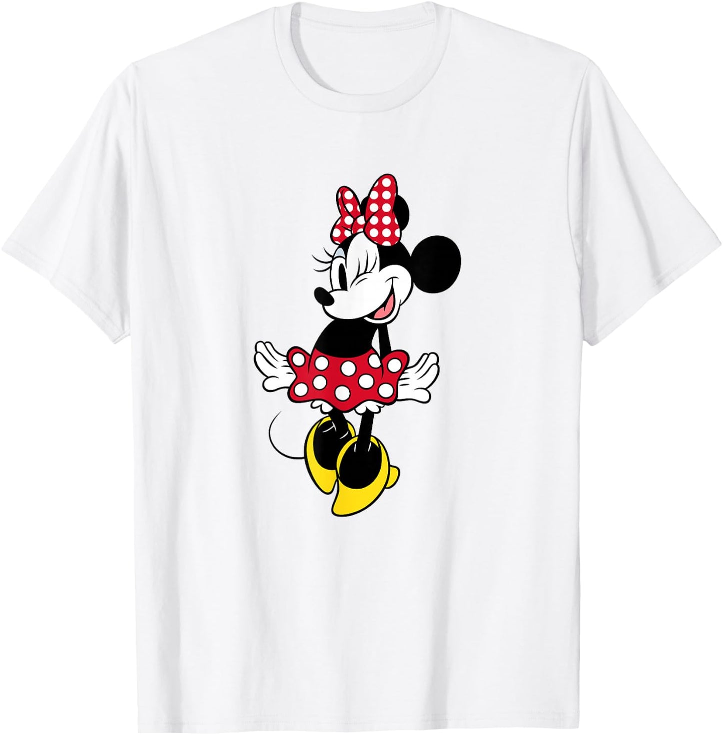 Disney Minnie Mouse Vintage Sweetie Red Polka Dot Wink Face T-Shirt - T-Shirt | White