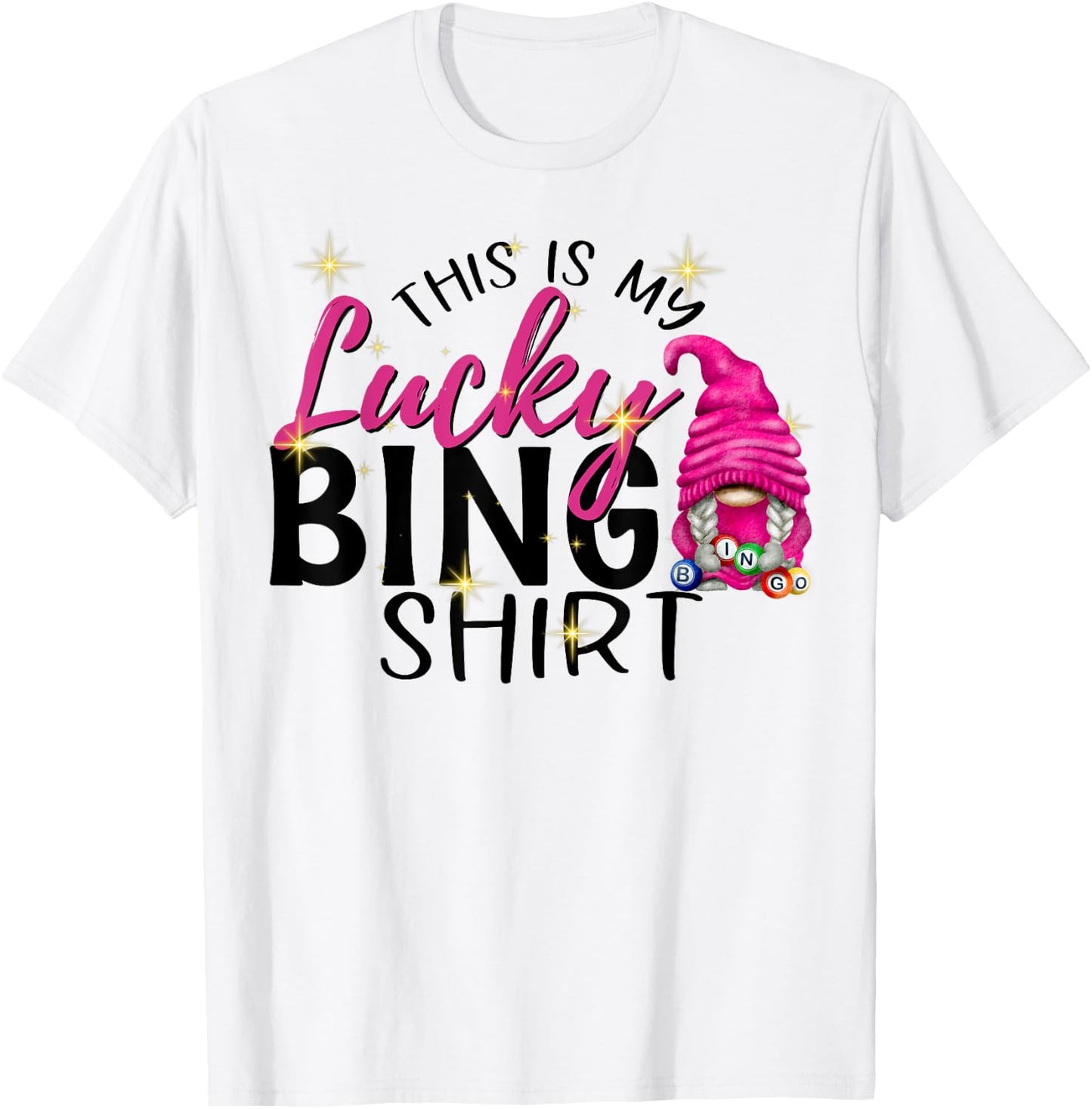 This is My Lucky Bingo Funny Bingo Lover Gnome T-Shirt - T-Shirt | White