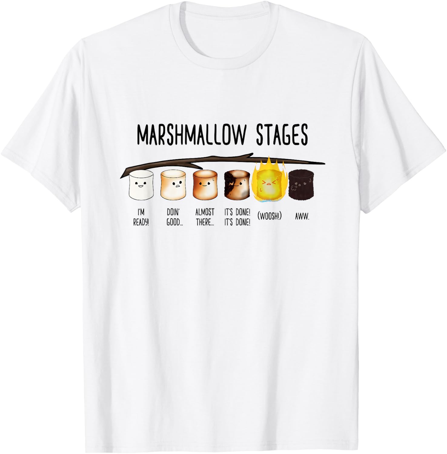 Marshmallow Stages - Kawaii Roasted Toasted Camping Mallows T-Shirt - T-Shirt | White