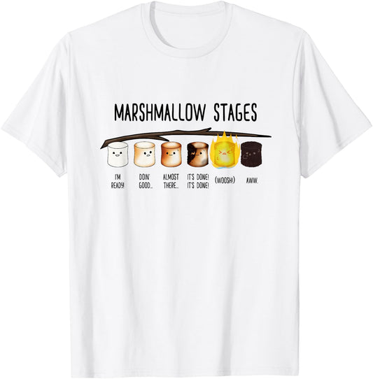 Marshmallow Stages - Kawaii Roasted Toasted Camping Mallows T-Shirt - T-Shirt | White