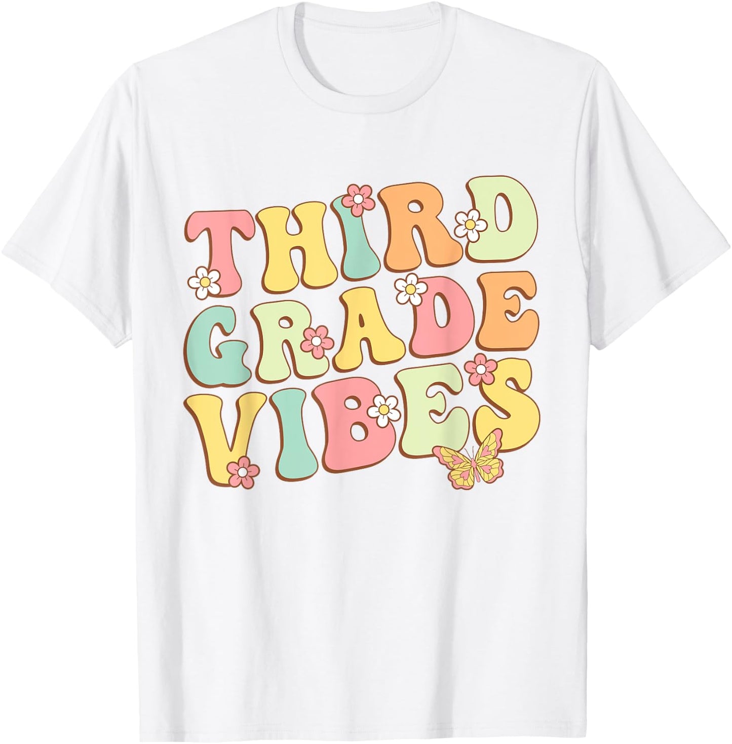 Third Grade Vibes Hello Team 3rd Grade Teacher Kids Retro T-Shirt - T-Shirt | White
