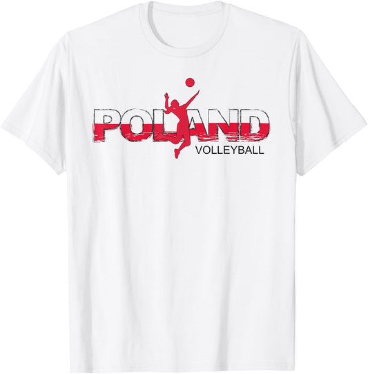 Polish Girls Volleyball Player Sports Poland National Flag T-Shirt - T-Shirt | White