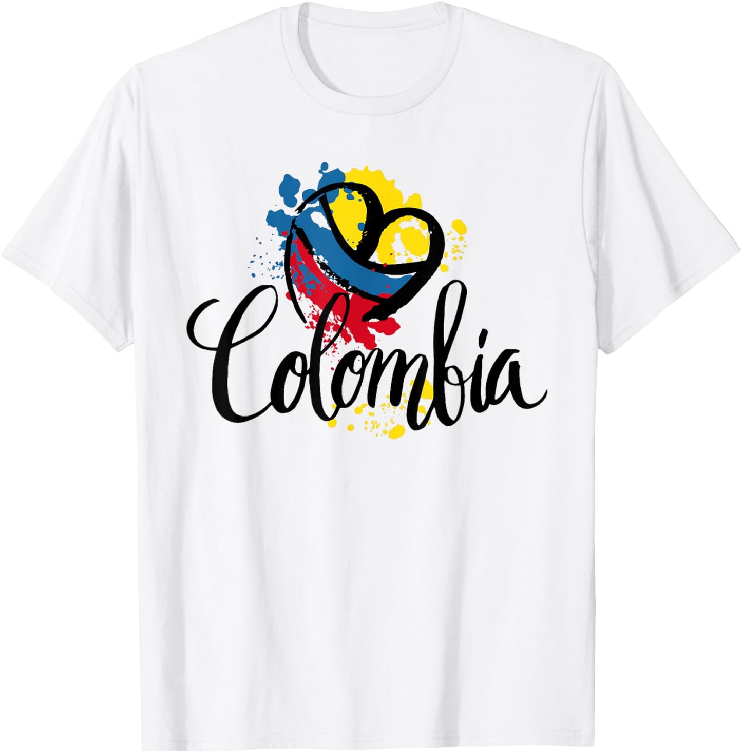 Beautiful I Love Colombia National Flag Colors Heart T-Shirt - T-Shirt | White
