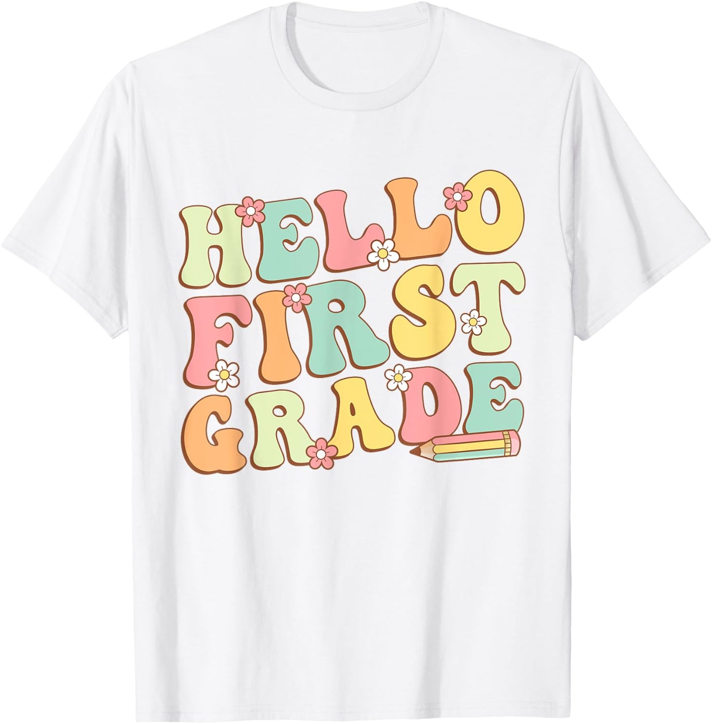 Hello First Grade Team 1st Grade Teacher Girl Back to School T-Shirt - T-Shirt | White