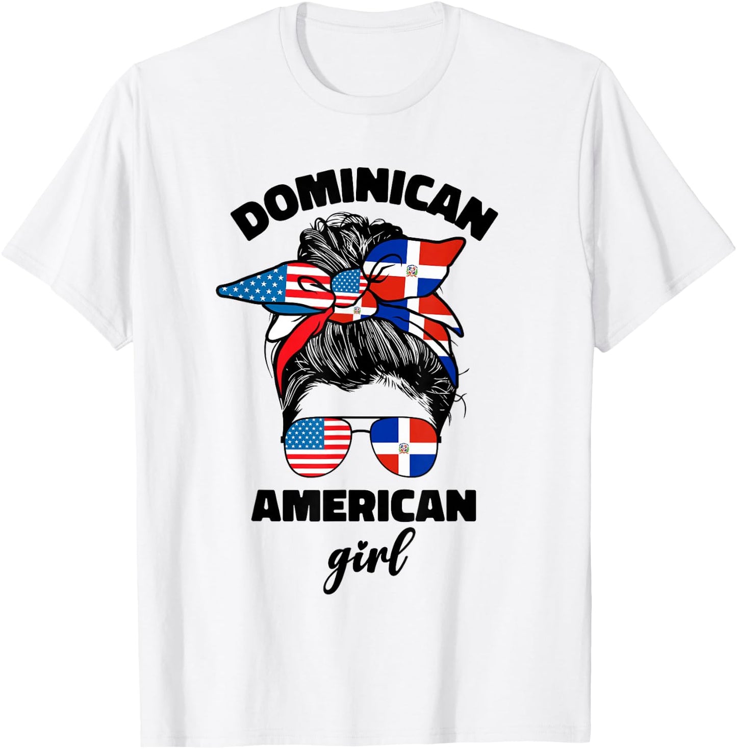 Half Dominican American Dominicana Republic Flag Girl Women T-Shirt - T-Shirt | White
