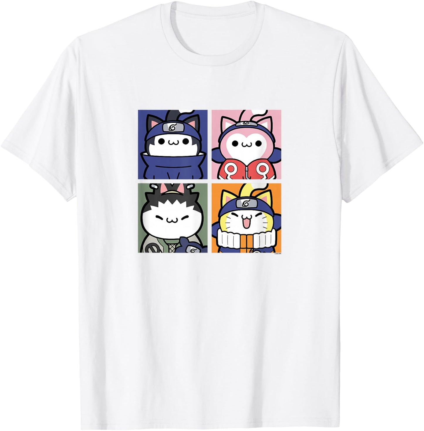 Nyaruto Sasuke Sakura Shikamaru Naruto Cats Group Shot Panel T-Shirt - T-Shirt | White