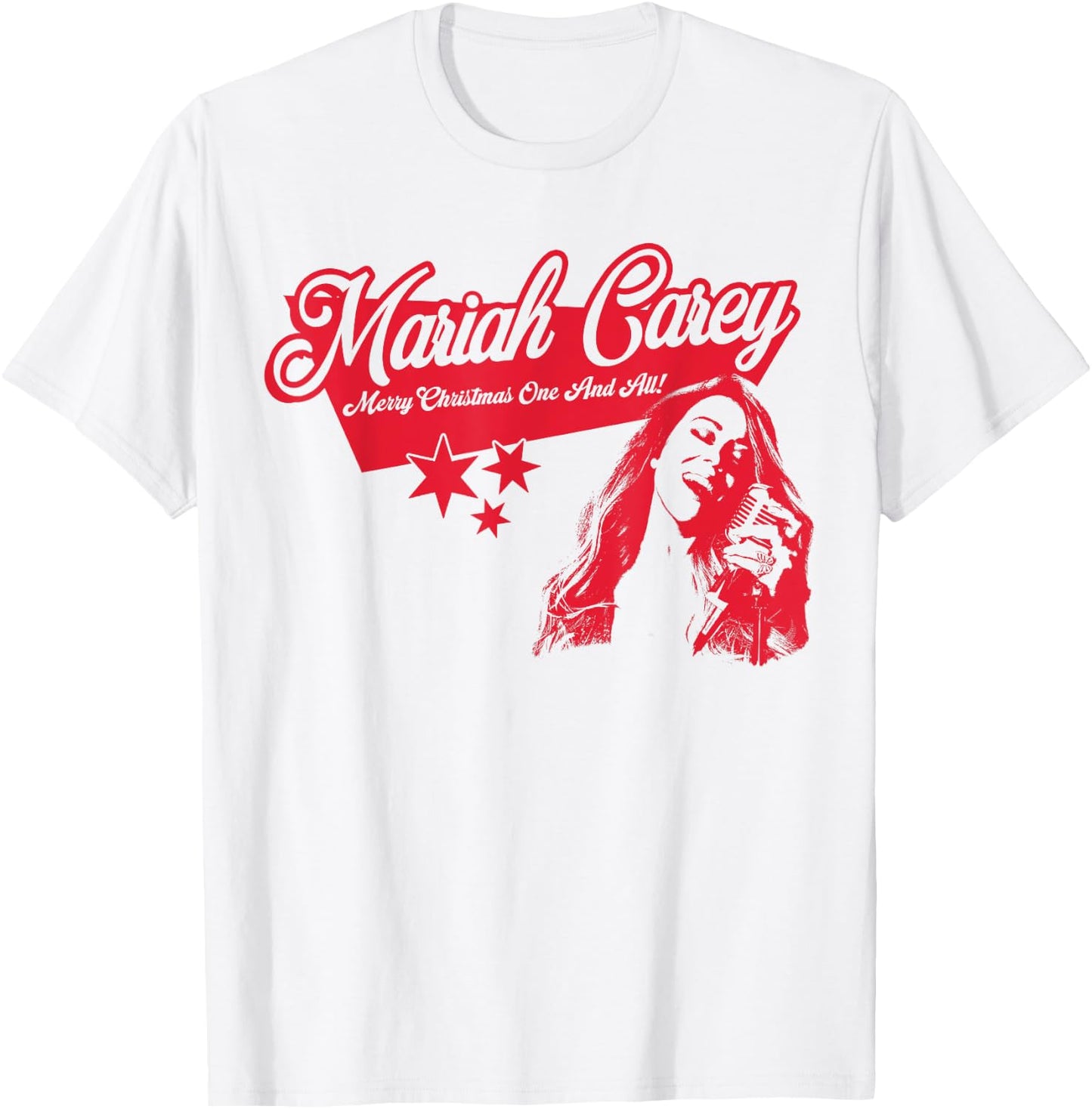 Mariah Carey Official Merry Christmas One & All Tour Stars T-Shirt - T-Shirt | White