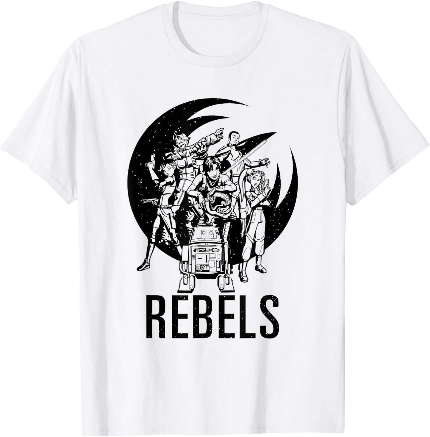 Star Wars Rebels Main Heroes Black & White Group Shot T-Shirt - T-Shirt | White