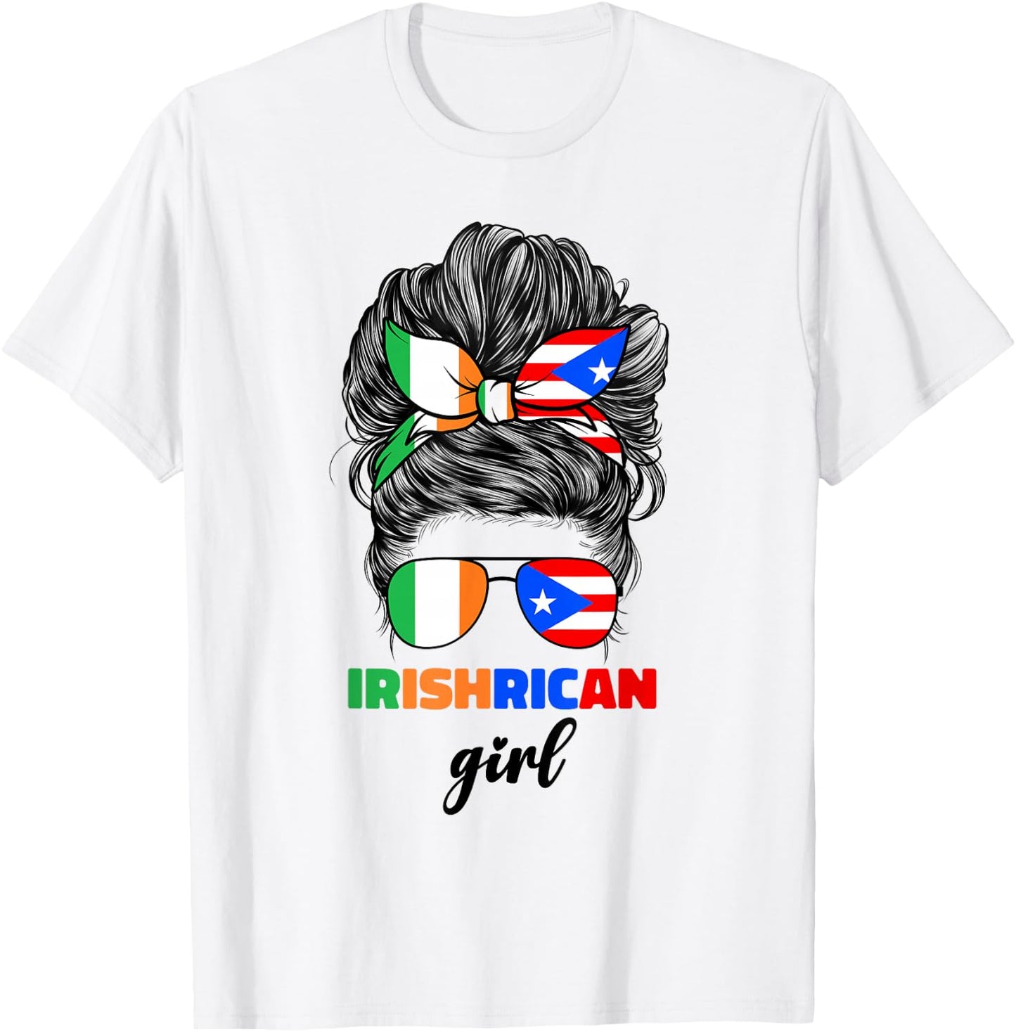 Half Irish And Puerto Rican Rico Ireland Flag Girl T-Shirt - T-Shirt | White