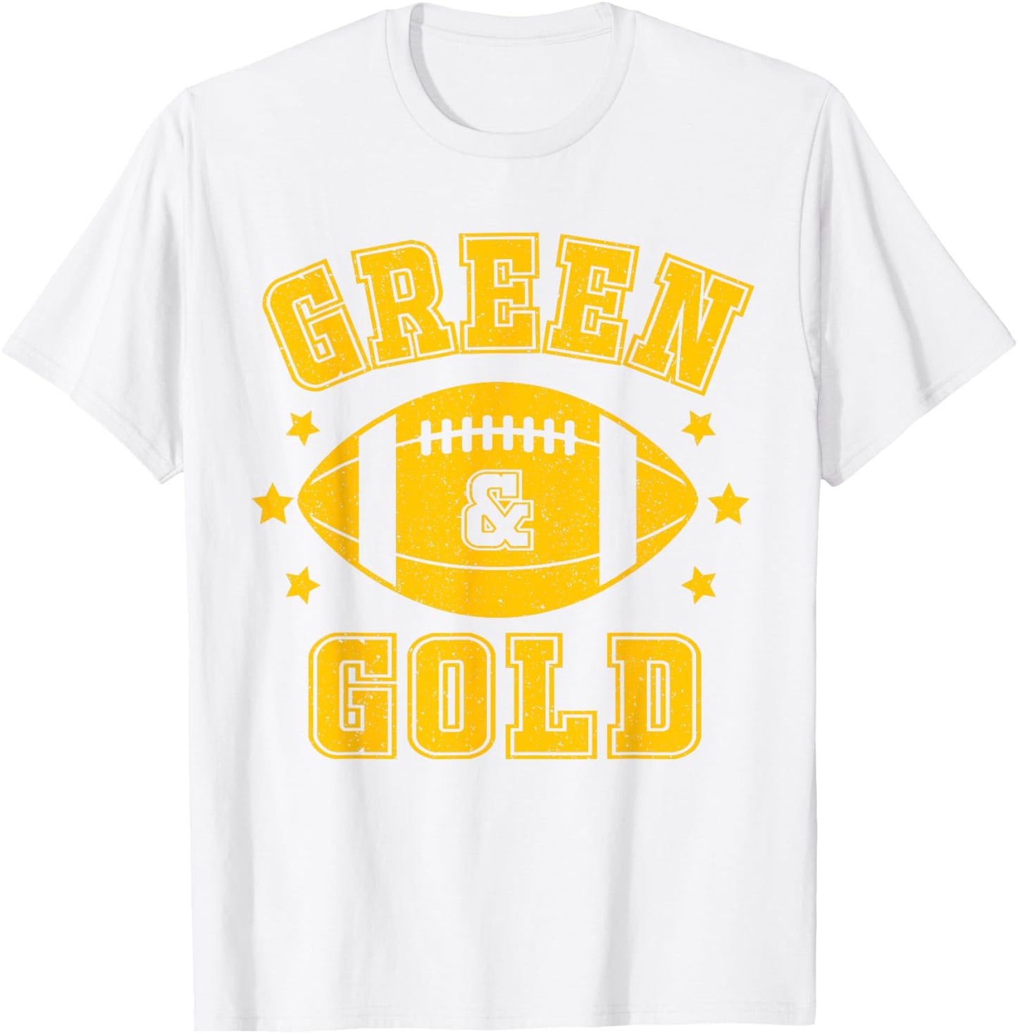 On Gameday Football We Wear Green And Gold School Spirit T-Shirt - T-Shirt | White