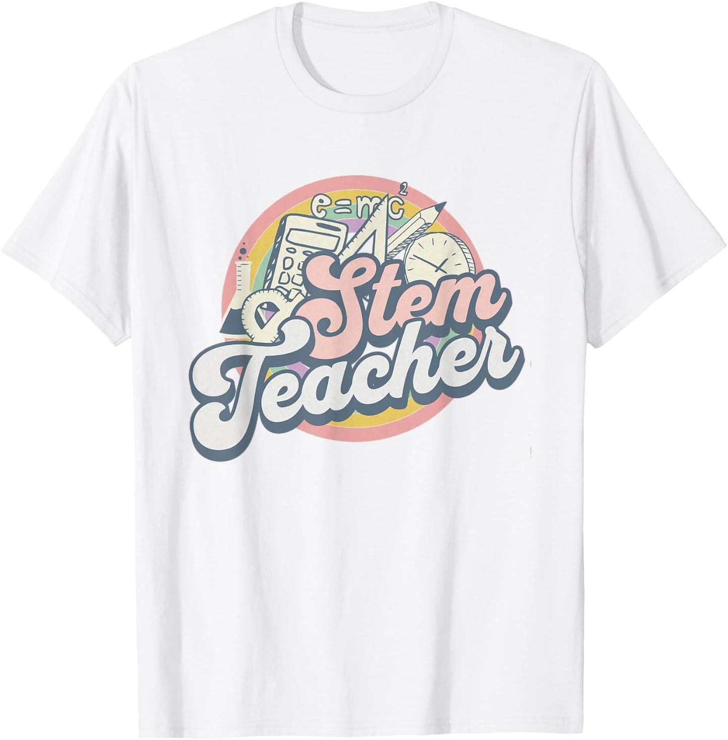 Stem Teacher Retro Math Teacher First Day Of School Women Girls Kids T-Shirt - T-Shirt | White