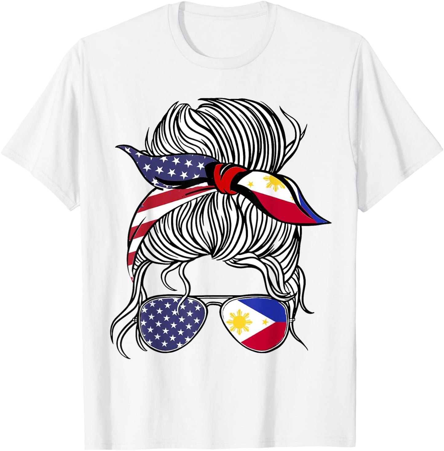 American Filipina Patriot Flag Women Girl Philippines Grown T-Shirt - T-Shirt | White