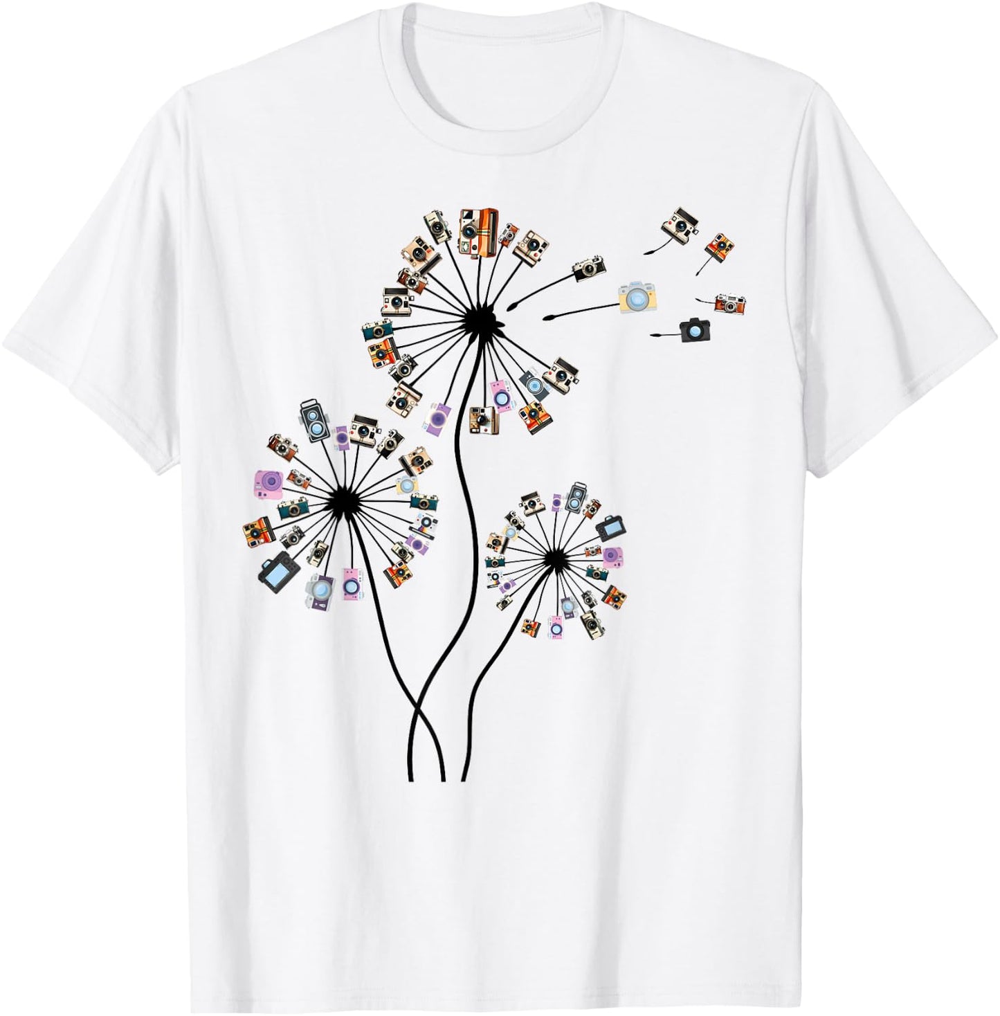 Photographer Vintage Camera Dandelion Graphic Photography T-Shirt - T-Shirt | White