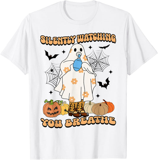 Respiratory Therapist Ghost, Silently Watching You Breathe T-Shirt - T-Shirt | White