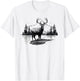 Buck Deer Stag Nature Landscape Art Portrait Vintage Graphic T-Shirt - T-Shirt | White