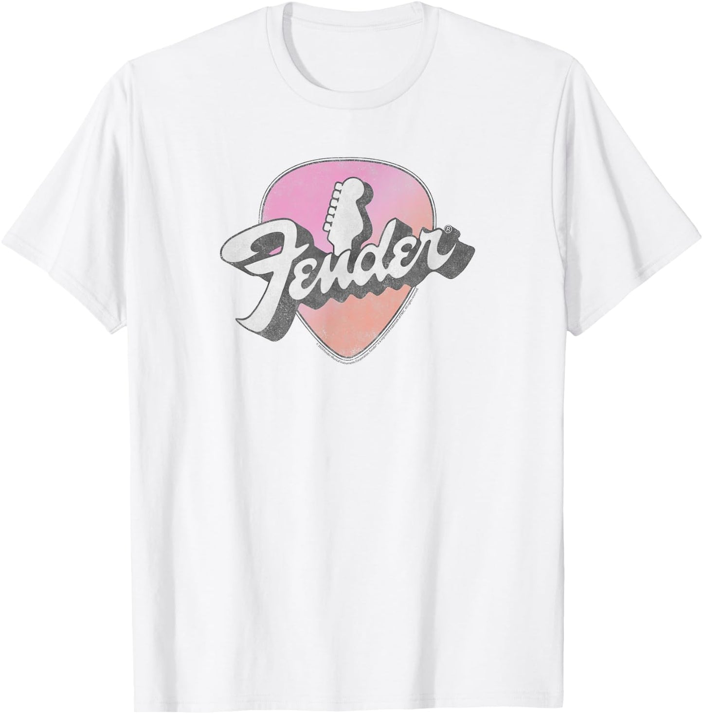 Fender Classic 70's Logo Vintage Guitar Pick T-Shirt - T-Shirt | White