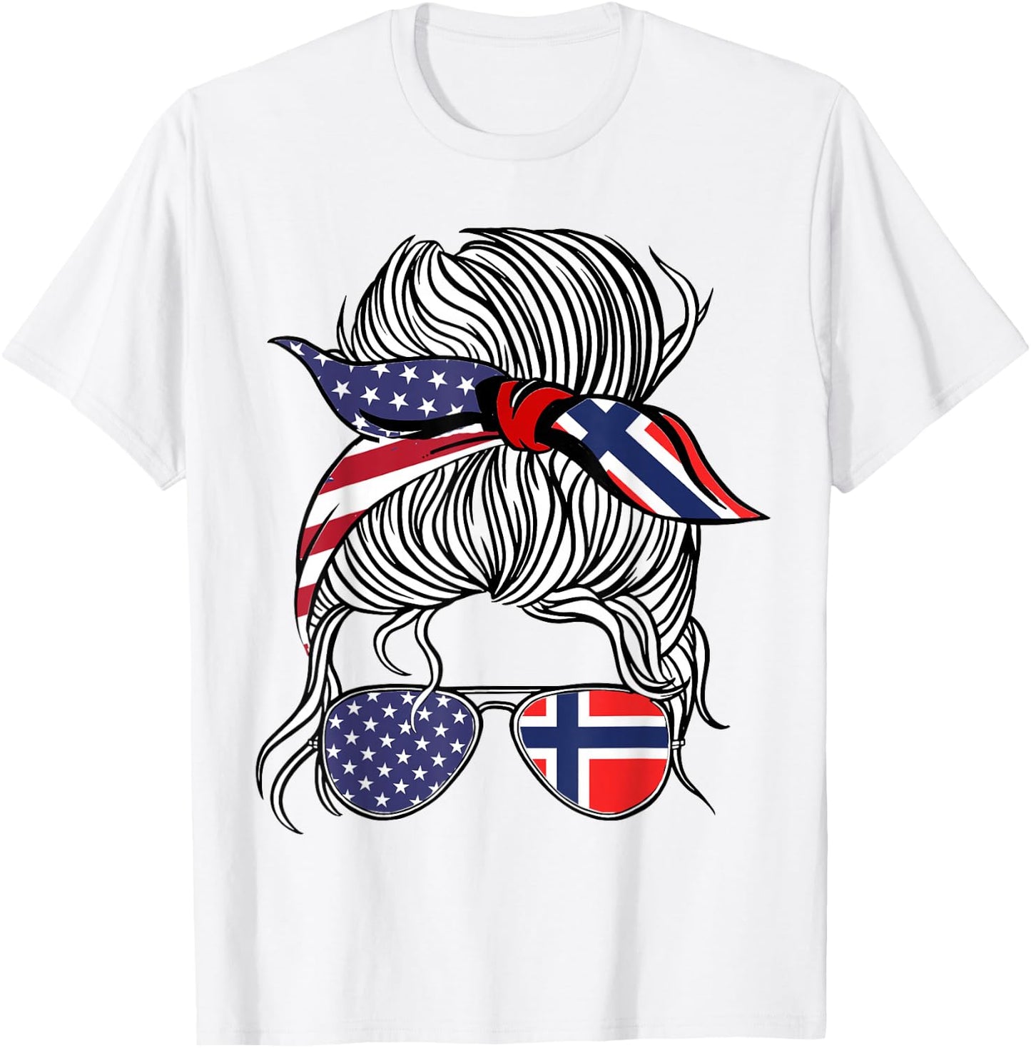 American Norwegian Patriot Flag Women Girl Norway Grown T-Shirt - T-Shirt | White