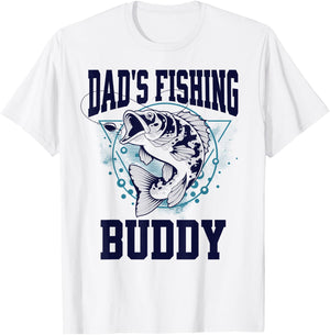 Funny Fishing Dad's Fishing Buddy Outdoors T-Shirt - T-Shirt | White