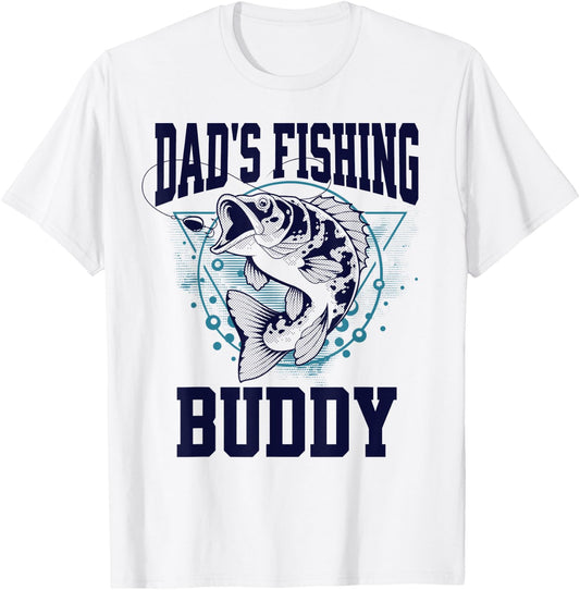 Funny Fishing Dad's Fishing Buddy Outdoors T-Shirt - T-Shirt | White