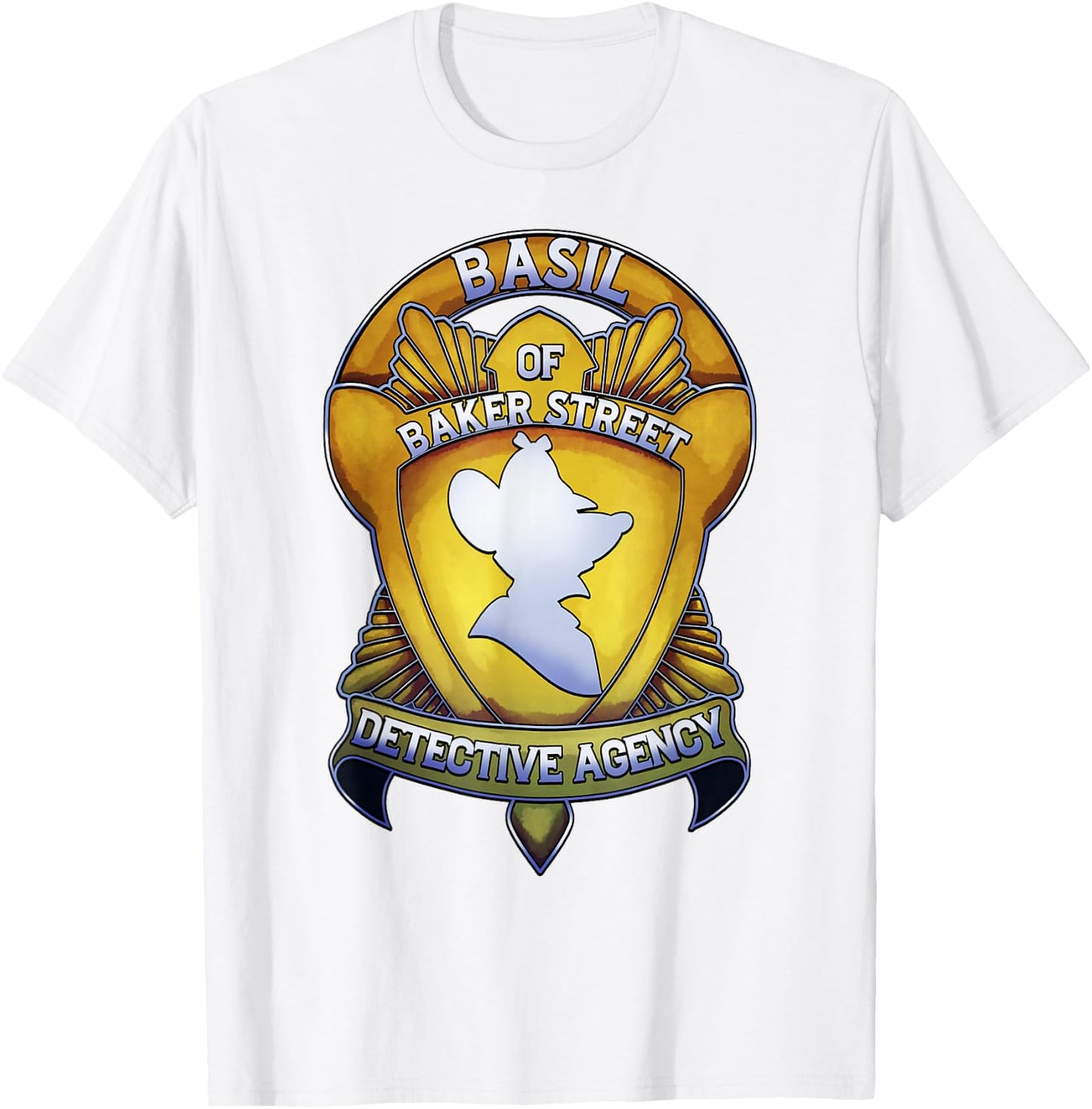 Disney The Great Mouse Detective Basil Of Baker Street Badge T-Shirt - T-Shirt | White