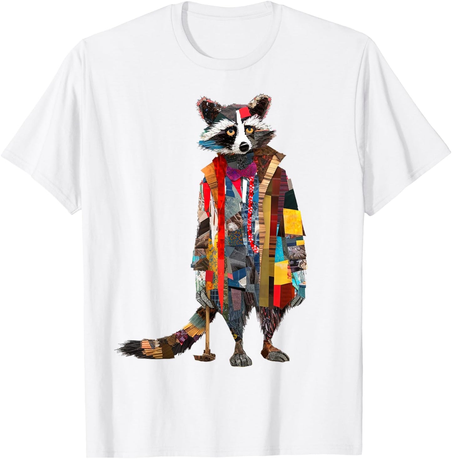 Raccoon Colorful Artwork | Animal Motif Raccoon T-Shirt - T-Shirt | White
