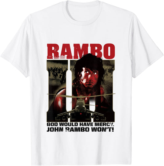 Rambo III God Would Have Mercy John Rambo Won't T-Shirt - T-Shirt | White
